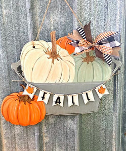 Bucket of Pumpkins with Fall Banner