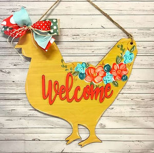 Welcome Chicken Door Hanger