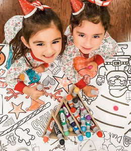 Christmas Coloring Collage Table Cover