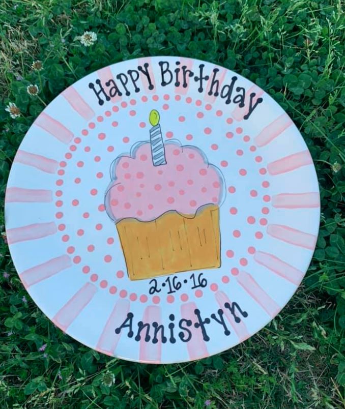 Small or Large Ceramic Personalized Birthday Plate