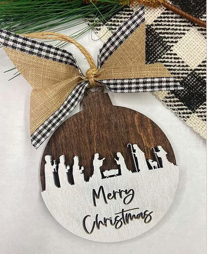 Merry Christmas Nativity Scene Ornament