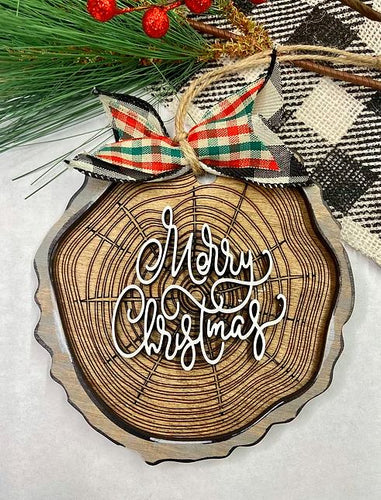 Merry Christmas Tree Trunk Ornament