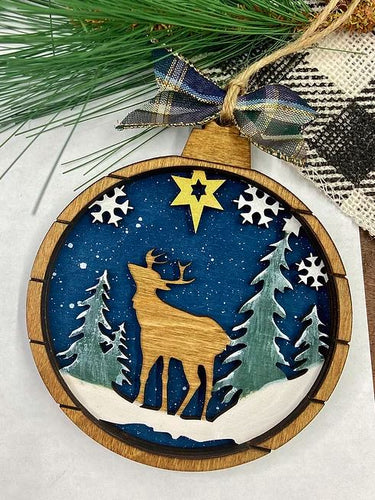 Round Deer Scenery Ornament