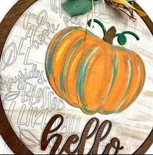 Load image into Gallery viewer, Typography Pumpkin Hello Door Hanger