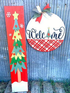 Welcome Plaid Door Hanger